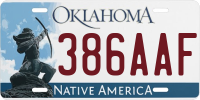 OK license plate 386AAF