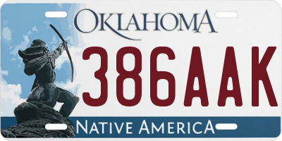 OK license plate 386AAK