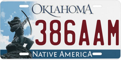 OK license plate 386AAM