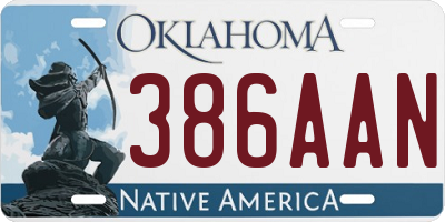 OK license plate 386AAN