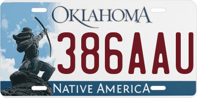 OK license plate 386AAU