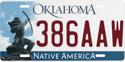 OK license plate 386AAW