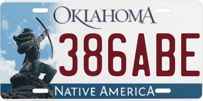 OK license plate 386ABE