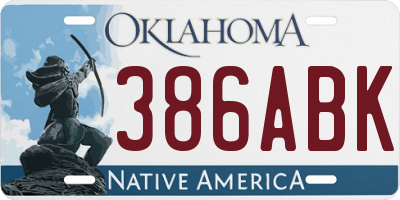 OK license plate 386ABK