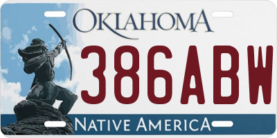 OK license plate 386ABW