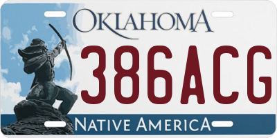 OK license plate 386ACG