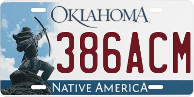 OK license plate 386ACM