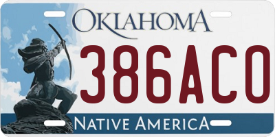 OK license plate 386ACO