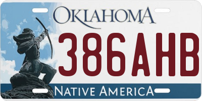 OK license plate 386AHB
