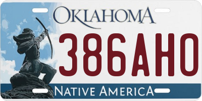 OK license plate 386AHO