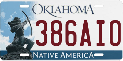 OK license plate 386AIO