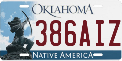 OK license plate 386AIZ