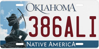OK license plate 386ALI
