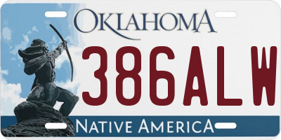 OK license plate 386ALW