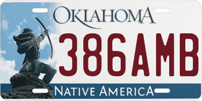 OK license plate 386AMB