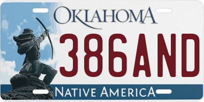 OK license plate 386AND