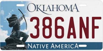 OK license plate 386ANF