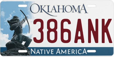 OK license plate 386ANK