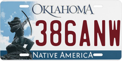 OK license plate 386ANW