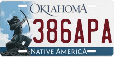 OK license plate 386APA
