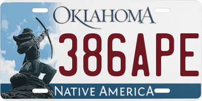OK license plate 386APE