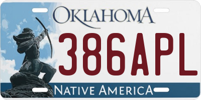 OK license plate 386APL