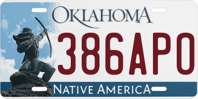 OK license plate 386APO