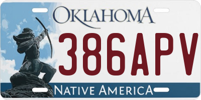 OK license plate 386APV