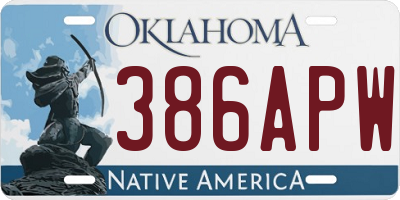 OK license plate 386APW