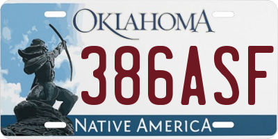 OK license plate 386ASF