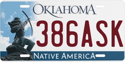OK license plate 386ASK