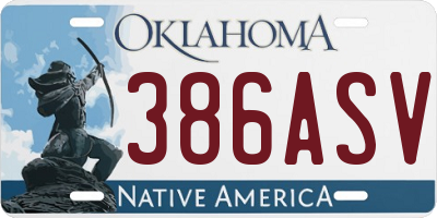 OK license plate 386ASV