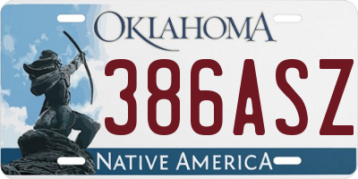 OK license plate 386ASZ
