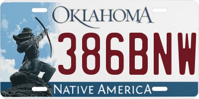 OK license plate 386BNW