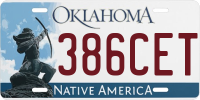 OK license plate 386CET