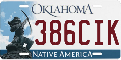 OK license plate 386CIK