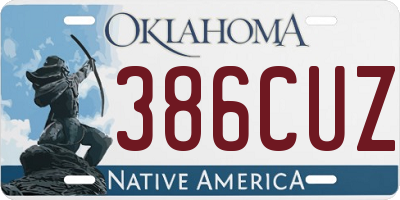 OK license plate 386CUZ