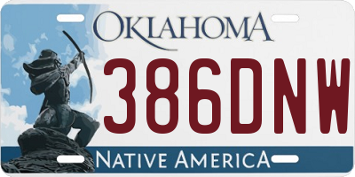 OK license plate 386DNW