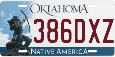 OK license plate 386DXZ