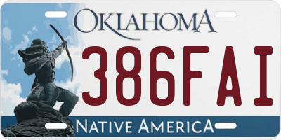 OK license plate 386FAI