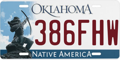 OK license plate 386FHW