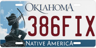 OK license plate 386FIX