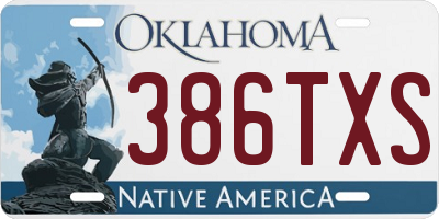 OK license plate 386TXS