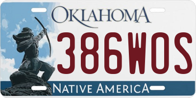 OK license plate 386WOS