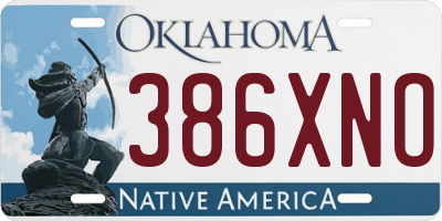 OK license plate 386XNO