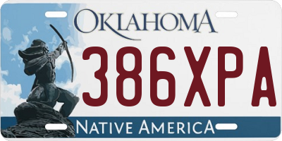 OK license plate 386XPA