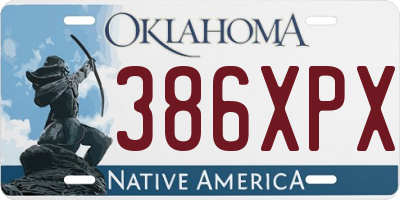 OK license plate 386XPX