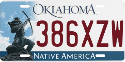 OK license plate 386XZW