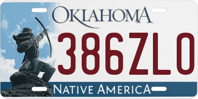OK license plate 386ZLO