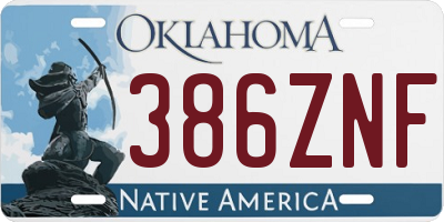 OK license plate 386ZNF
